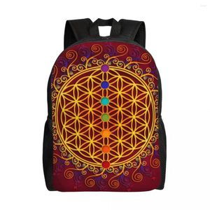 Zaino con zaino personalizzato fiore della vita da donna da uomo borse di moda per la spiritualità della scuola universitaria yoga zen mandala sacchetti