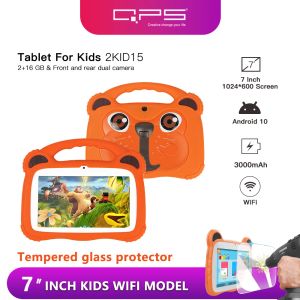 7インチのAndroid Kids Learning Tablet 3000MAH 16GB Quad Core Android10をタブレット保護スリーブとタブレット強化フィルムを駆動する