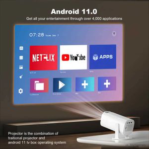 Proiettori 4K Proiettore WiFi6 BT5.4 Correzione Focus Auto Smart Android11 720P Home Theater Pocket Beamer per esterni per film 1080p