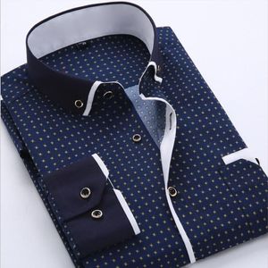 Homens moda moda casual com mangas compridas camisa estampada slim fit mach machos vestido de negócios camisa masculina roupa macia confortável271u