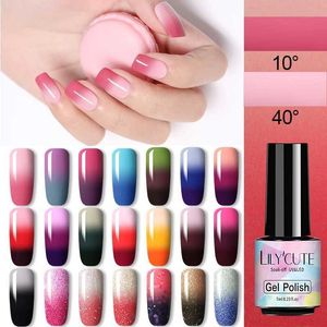 Nagellack lilycute 7ml termisk gelpolsk 3-lagers temperaturfärg byte gel länge sista blötlägg av uv kameleon gel nagelkonst y240425