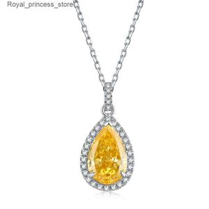 Pendant Necklaces Teardrop shaped ice cut zircon 925 sterling silver pendant necklace Q240426