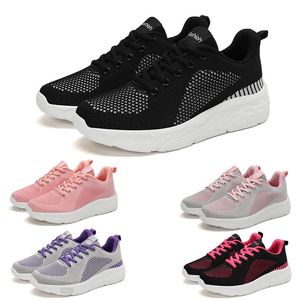 Gratis frakt män kvinnor löparskor låg mesh snörning andas andas svartrosa lila mens tränare sport sneakers gai