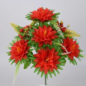 Decorative Flowers 10 Imitation Chrysanthemums Bouquets Home Decoration Ornaments Gardening Living Room Potted Plant Eid Mubark