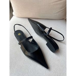 designer sandaler kvinnor glida klackar skor toteme skor mode spetsiga kalvläder öppna platta botten sandaler kvinnor KV9V