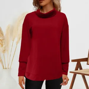 Kvinnor BLOUSES Damer Top Knitwear High Collar Neck Protection Solid Color Soft Tjock Long Hidees Loose Warm Winter Fall Bottoming