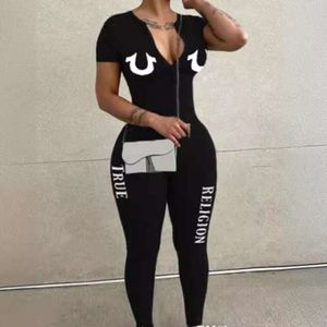 Wholesale Women Jumpsuits Designer 2024 New Slim Sexy Long Sleeved Letter Printed Pants Rompers 2 Colours