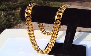 Kubański łańcuch krawężnika 22k 23k 24k thai baht żółty drobny złoty naszyjnik GP 24 Quot ciężki 108 gramów biżuteria o grubość 4 mm o grubości N167218859