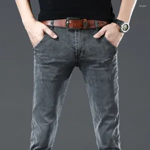 Dżinsy męskie koreańska marka dżinsów bawełna swobodne cztery sezonowe spodnie rozciągnij szczupły fit codziennie kropla klasyczne spodnie