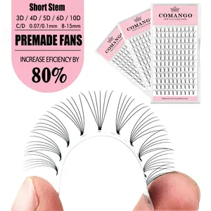 False ciglia Comango Pressed Fan Fan Eye Lashes Extension C/D Curl 3D/4D/5D/6D/10D STEM corto STEM SHEAT Premium Mink Makeup Cilios