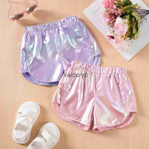 Shorts Summer New Solid Color Girls Glitter Shorts Girls Thin Fashion Cute Shorts 0-5Y H240509