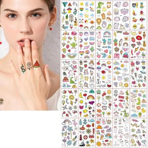 Tatuagem Transfer 30pcs/set Inses Series colorida Expressão de arco -íris Tattoo Sticker Face Hand Lovel Body Art Fake Tatoo Taty temporário Taty 240426