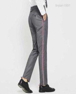 TB MEN039S Pants Spring Autunm Marca de moda calça para homens projetados de costura lateral listrada