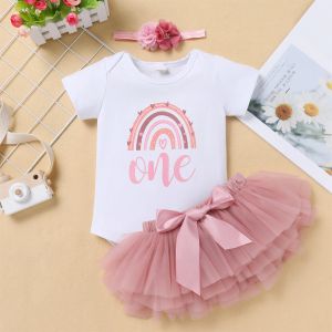 Dresses Infant Baby Girls First Birthday Party Outfit One Year Old Baby Girl Cake Smash Tutu Skirt with Skirt and Headband