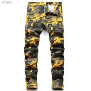 Jeans masculino design de alta qualidade camuflagem jeans masculino estilo reto moda e legal plus size fester desgaste de lavagem de lavagem da tendência calntsl244