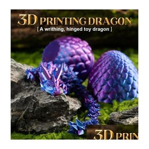 パーティーの好意3Dプリントジェムドラゴンクリスタルエッグ回転可能でポジー可能なジョイント自閉症のための芸術的なおもちゃ