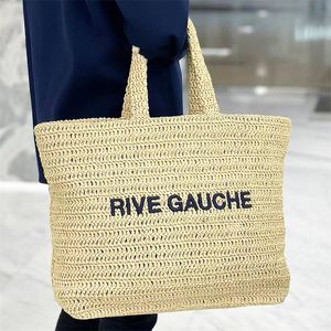 Bolsa de bolsa de alta qualidade saco de praia rive gauche womens toute linho fralda grande shopper designer saco raffias palha crossbody mass embreagem de verão bolsas de ginástica no ombro