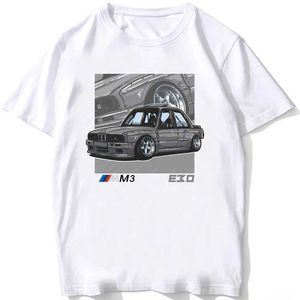 Мужские футболки Retro Germany Eudm-E34 M5 Tshirts Summer Harajuku Мужчины Slve Slve Old E30 M3 Классическая футболка для футболки для мальчика для мальчика для мальчиков. Белые TS T240425