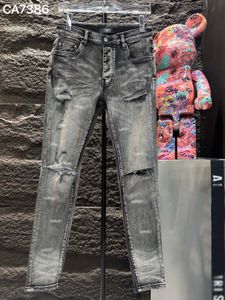 designer maschi jeans jeans pantaloni denim high street grigio pantaloni logo lettera di moda marca di moda leggera buco rotto rotto hot lavaggio da uomo danneggiato jeans