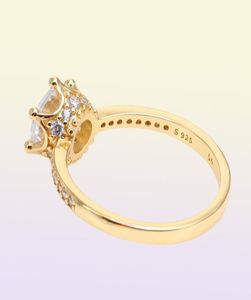 Rosa Sparkling Crown Solitaire Ring Women's Rose Gold Wedding Designer smycken för 925 Silver Cz Diamond Lover Rings med original Box5320230
