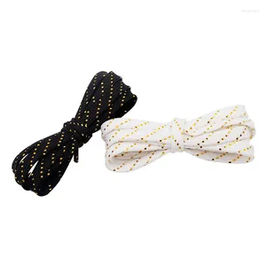 Parti di scarpe Weiou Lace 7mm Polyester String Canvas Leisure Street Walk Sport Casual Sport Black White Flat Ropegolden Stripna di filato metallico