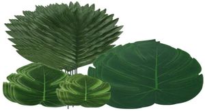 Decorative Flowers Wreaths 48PCS Jungle Beach Theme Decorations Artificial Palm Leaves Turtle Leaf Fern Plant With Stem For Hawa1212233