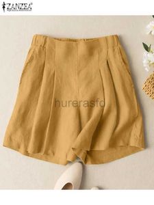 Kvinnors shorts kvinnor sommarshorts pant zanzea mode elastiska hög midja fast färg pantalon elegant avslappnad strand semester palazzo rovan 2024 d240426