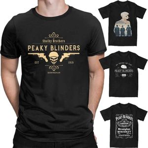 Herren T-Shirts Männer T-Shirt Shelby Brothers Neuheit Runder Nacken Kurzarm Tees Herren weiße T-Shirts 100% Baumwolle Fantastische Kleidung T240425