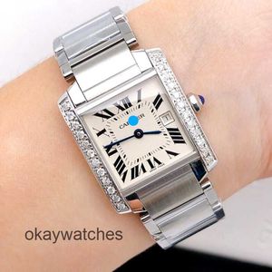 Циферблаты работают автоматические часы Carter Tank Square Back Set English Movement Watch for Women W51011Q3