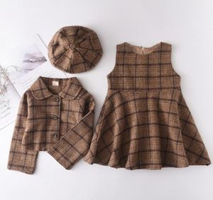 Roupas infantis garotas configuradas da primavera Autumn Fashion Winter Wool Casacos e saias boutique Kids Clothings Conjuntos de roupas adolescentes Falls2606698