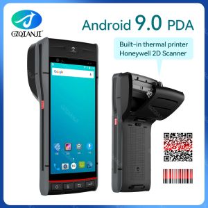 Tillbehör Ny handhållen PDA Android 9.0 Red POS Terminal 1D 2D streckkodscannerläsare WiFi 4G Bluetooth GPS PDA Buildinskrivare 58mm