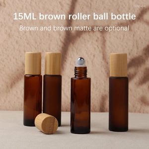 Storage Bottles 15ml Mini Brown Essential Oil Rolling Ball Bottle Glass Perfume Roll On Sample Empty Container Travel Refill