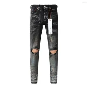 Frauenhose Mode Purple Roca Marke Jeans mit Top Street White Lack Destgierte Reparatur niedriger Röhren-Denim US 28-40 Größe