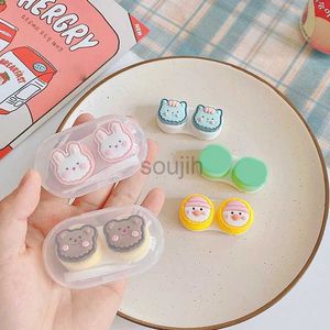 0u4i контактные линзы аксессуары 1pcs Travel Cartoon Women Lense Containce Case Cute Cortel Contacts Комплект для животных цветовые линзы D240426