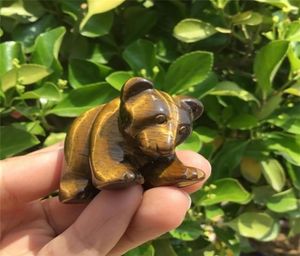 Natural Stone Carved Tiger eye stone cute bear Rose quartz crystal figurine stone Bear statue T2001174876751