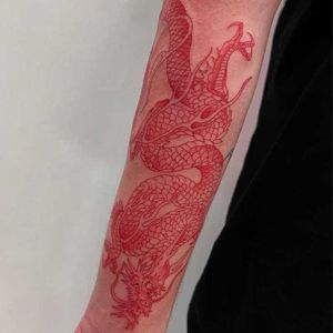 Tattoo Transfer 1PCS Red Dragon Temporary Tattoo Stickers Big Size Waterproof Arm Legs Body Art Fake Tatto Lasting Men Women Tarragon Decals 240426
