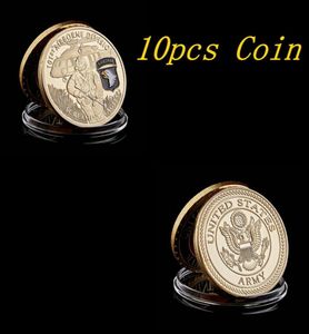 10 pezzi dell'esercito degli Stati Uniti 101 ° Dipartimento aereo Craft Gold Gold Ooz Challenge Coins W Holder di display8302756