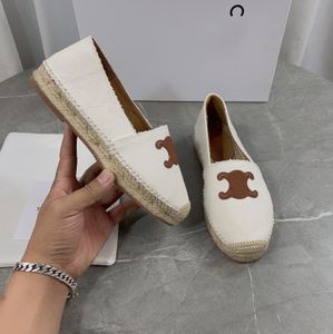 Top quality casual factory embroidered lettering linen slip on shoes sole spring flats loafers hand made shoe for women size 35-40