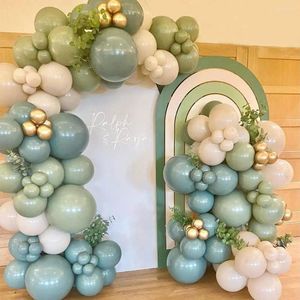 Decorazione per feste 136pcs polveroso blu verde palloncino ghirlande kit sabbia bianca palloncini beige per boho baby macei per la doccia da sposa decorazioni per matrimoni