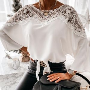 Women's Blouses Transparent Shirt Loose-Sleeve Lace