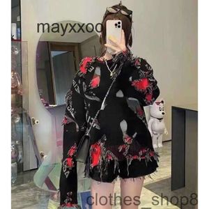 Moda 2024 Designer Erkek Sweaters Hoodies Sonbahar Balencgs En son yün örgü deliğinin doğru versiyonu kesilmiş kesim x3cv