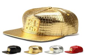 2017 Luxury 50cent berrette da baseball Cappelli in vetro in pelle in pelle strass oro Cappelli da coccodrillo coccodrillo Hip Hop dj Rap Cappelli Rap da uomo Gift7671574