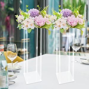 Vase 2PCSクリアフラワースタンド結婚式の装飾テーブルセンターピースアクリル床花瓶コラムホームパーティーの背景装飾100cm