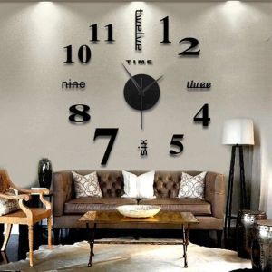 Orologi funzionalità acrilica orologio da parete minimalista moderno orologio da parete fai -da -te 3d decorativo specchio decorativo adesivo per la superficie dell'ufficio home office orologio da parete