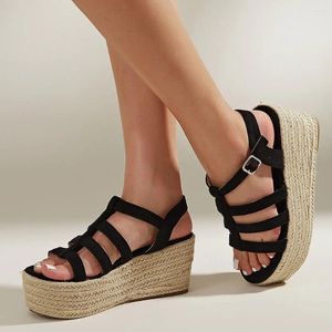 Kleiderschuhe Dropship 2024 Sommer Espadrille Plattform Keile Sandalen Chunky Heeled Fashion Office Lady Lady Comfy Women