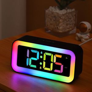 Accessories Colorful RGB Night Light LED Alarm Clock with Various Display Modes. Smart Sound Activated Backlight. Home Decoration