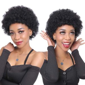 Perücken billig afro menschliches Haar versaute lockige Perücken für schwarze Frauen Kurzer Bob natürlicher flauschiger Perücken brasilianische menschliche Haarverkauf glühlos