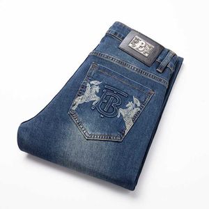 Gedruckte TB Sommer dünne Jeans Jeans für Männer 2024 Slim Fit kleine europäische Modemarke Casual Brand