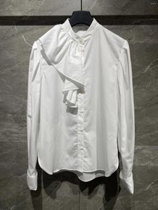 Рубашка женской блузки оборки, украшенные рукавами, дизайн, дизайн удобный и дышащий 2024 лето