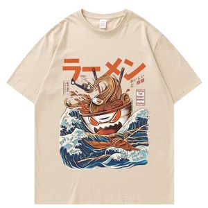 Herren-T-Shirts Japanische Harajuku T-Shirt Herren Sommer Hip Hop T-Shirts Nudelschiff Cartoon Strtwear T-Shirts Short Slve Casual Top Cotton T240425